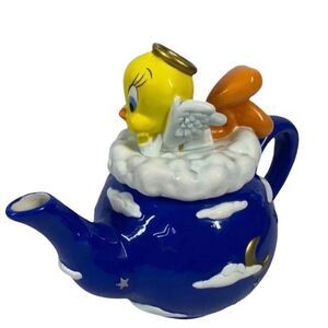 Warner Bros Tweety Angel Teapot Rare Looney Tunes Cloud Collectible